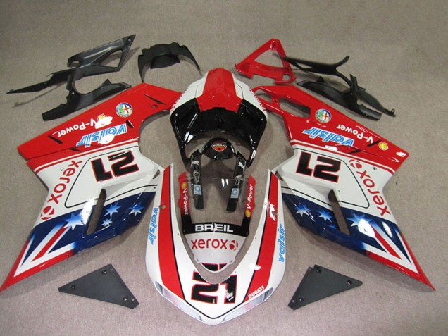 Ducati 1098 2007-2014 Verkleidungen - Rot Weiß Breil Xerox 21 Ducati 1098 2007-2014 Verkleidungen - Rot Weiß Breil Xerox 21