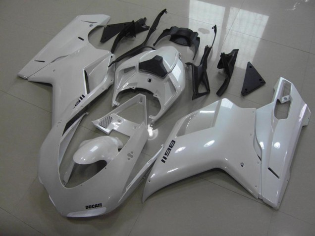 Ducati 848 1098 1198 2007-2014 Verkleidungen - BirnenWeiß, schwarze Aufkleber Ducati 848 1098 1198 2007-2014 Verkleidungen - BirnenWeiß, schwarze Aufkleber