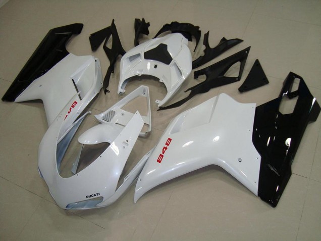 Ducati 848 1098 1198 2007-2014 Verkleidungen - Perl Weiß Schwarz Ducati 848 1098 1198 2007-2014 Verkleidungen - Perl Weiß Schwarz