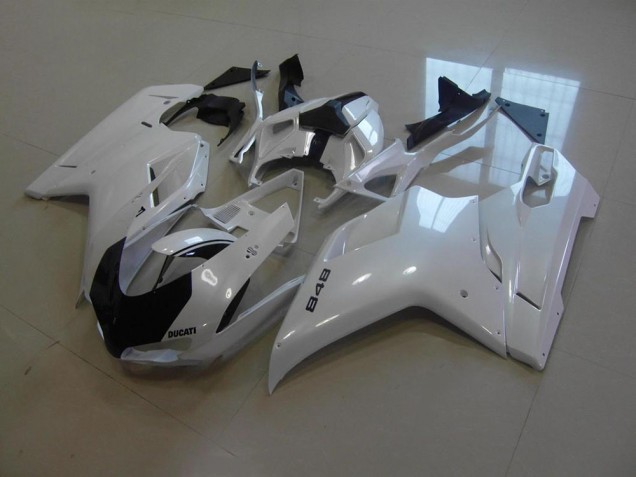 Ducati 848 1098 1198 2007-2014 Verkleidungen - Perl Weiß Schwarz gestreift Ducati 848 1098 1198 2007-2014 Verkleidungen - Perl Weiß Schwarz gestreift