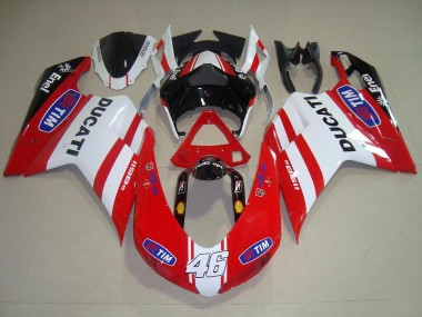 Ducati 848 1098 1198 2007-2014 Verkleidungen - Rot Weiß 46