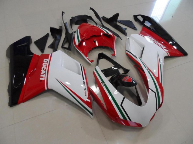 Ducati 848 1098 1198 2007-2014 Verkleidungen - Rot Weiß Ducati 848 1098 1198 2007-2014 Verkleidungen - Rot Weiß