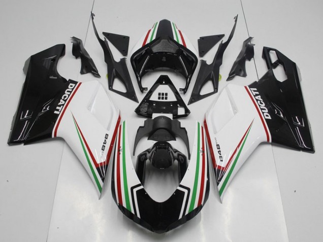 Ducati 848 1098 1198 2007-2014 Verkleidungen - Schwarz Grün und Weiß Ducati 848 1098 1198 2007-2014 Verkleidungen - Schwarz Grün und Weiß