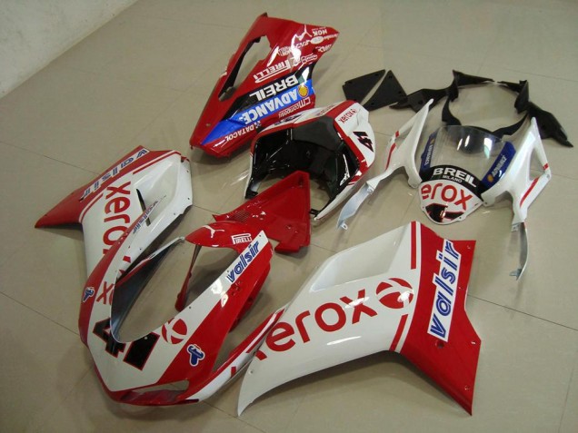 Ducati 848 1098 1198 2007-2014 Verkleidungen - Weiß Rot Xerox Ducati 848 1098 1198 2007-2014 Verkleidungen - Weiß Rot Xerox