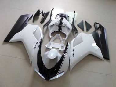 Ducati 848 1098 1198 2007-2014 Verkleidungen - Weiß Und Schwarz Streifen