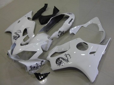 Honda CBR 600 F4i 2004-2007 Verkleidungen - Weiß mit Schwarz Dragon