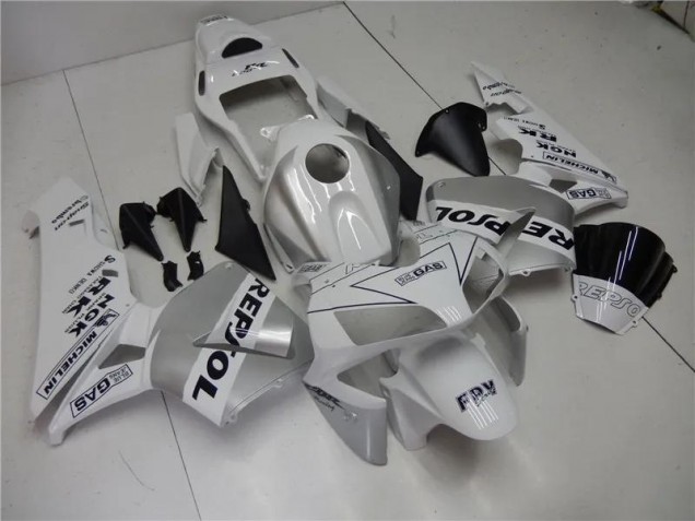 Honda CBR 600 RR 2003-2004 Verkleidungen - Silber Weiß Schwarz Repsol