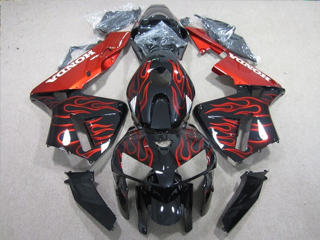 Honda CBR 600 RR 2005-2006 Verkleidungen - Schwarz rote Flamme