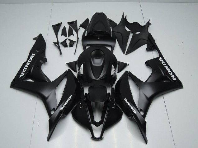 Honda CBR 600 RR 2007-2008 Verkleidungen - Matt Schwarz mit Weißem Aufkleber