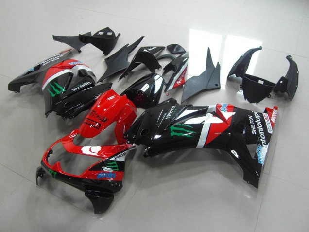 Kawasaki ZX 250R 2008-2012 Verkleidungen - Rot und Schwarz Monster