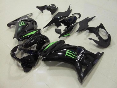 Kawasaki ZX 250R 2008-2012 Verkleidungen - Schwarz Grün Monster Energie