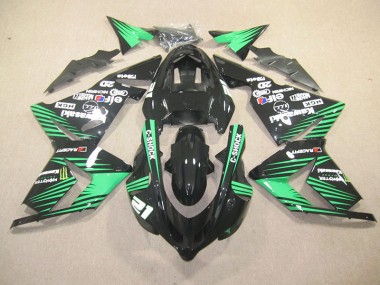 Kawasaki ZX10R 2003-2005 Verkleidungen - Schwarz Grün C Shock Monster