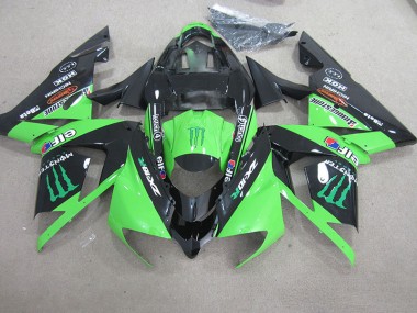 Kawasaki ZX10R 2003-2005 Verkleidungen - Schwarz Grünes Monster