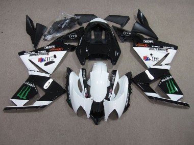Kawasaki ZX10R 2003-2005 Verkleidungen - Schwarz Weißes Monster