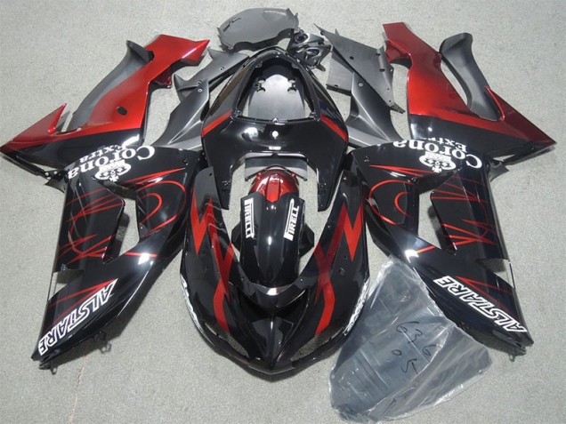 Kawasaki ZX10R 2006-2007 Verkleidungen - Schwarz Rot Corona Extra Kawasaki ZX10R 2006-2007 Verkleidungen - Schwarz Rot Corona Extra