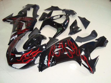 Kawasaki ZX10R 2006-2007 Verkleidungen - Schwarz rote Flamme