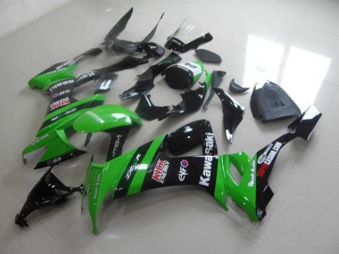 Kawasaki ZX10R 2008-2010 Verkleidungen - Grün Schwarzer Kick
