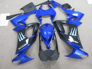 Kawasaki ZX10R 2008-2010 Verkleidungen - Schwarz Blaus Monster