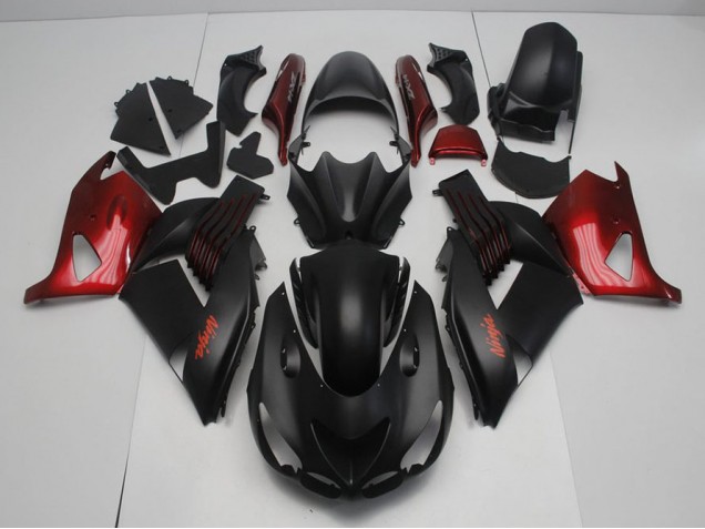 Kawasaki ZX14R ZZR 1400 2006-2011 Verkleidungen - Matt Schwarz und Rot
