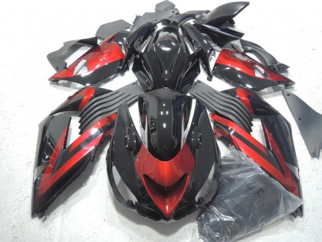 Kawasaki ZX14R ZZR 1400 2006-2011 Verkleidungen - Schwarz Rot