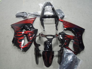 Kawasaki ZX6R 2000-2002 Verkleidung - Schwarz rote Flamme