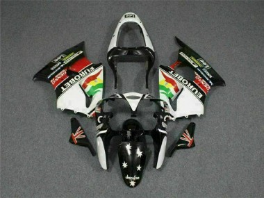 Kawasaki ZX6R 2000-2002 Verkleidungen - Schwarz Weißer Eurobet