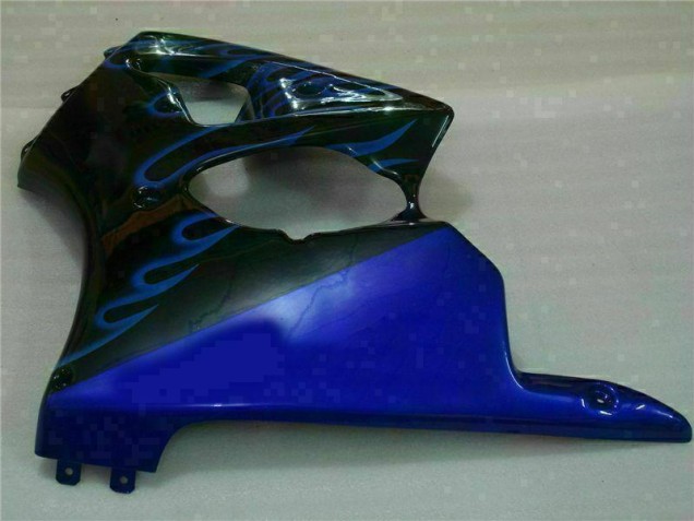 Kawasaki ZX6R 2000-2002 Verkleidungen - Schwarz mit Blaur Flamme Kawasaki ZX6R 2000-2002 Verkleidungen - Schwarz mit Blaur Flamme