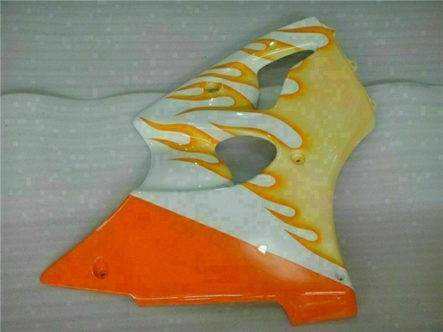 Kawasaki ZX6R 2000-2002 Verkleidungen - Weiß Gelb Flamme