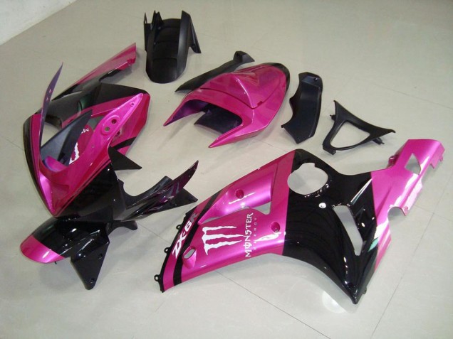 Kawasaki ZX6R 2003-2004 Verkleidungen - Rosa Schwarz Monster