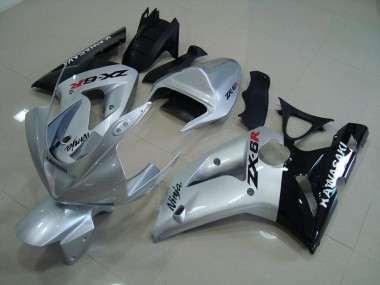 Kawasaki ZX6R 2003-2004 Verkleidungen - Silber Schwarz