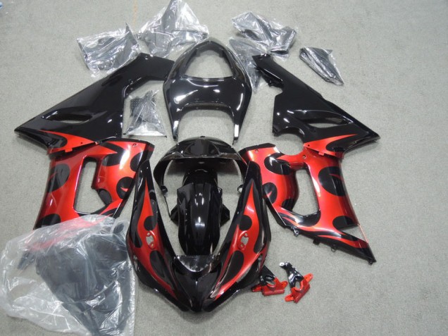 Kawasaki ZX6R 2005-2006 Verkleidungen - Schwarz Rot Kawasaki ZX6R 2005-2006 Verkleidungen - Schwarz Rot