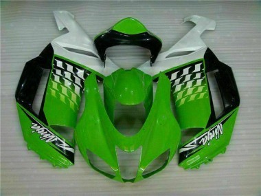 Kawasaki ZX6R 2007-2008 Verkleidungen - Grüner Weißer Ninja