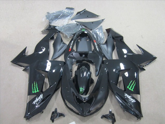 Kawasaki ZX6R 2007-2008 Verkleidungen - Schwarz Ninja Grünmonster