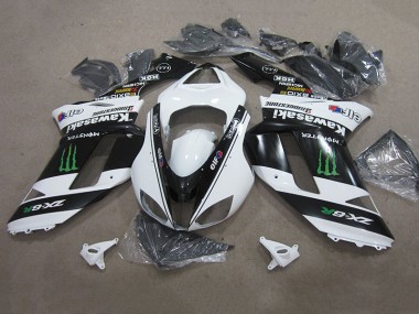 Kawasaki ZX6R 2007-2008 Verkleidungen - Schwarz Weißes Monster