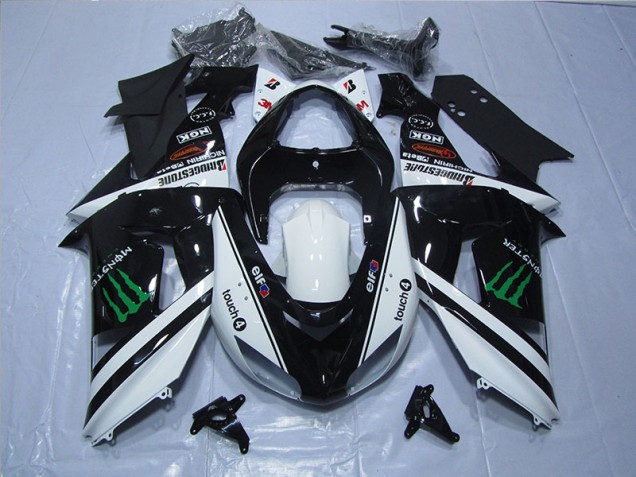 Kawasaki ZX6R 2007-2008 Verkleidungen - Schwarz Weißes Monster Touch4
