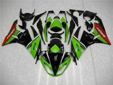 Kawasaki ZX6R 2009-2012 Verkleidungen - Grün Schwarz Rot
