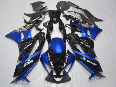 Kawasaki ZX6R 2009-2012 Verkleidungen - Schwarz Blaus Monster