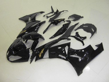Kawasaki ZX6R 2009-2012 Verkleidungen - Schwarz mit goldenem Aufkleber