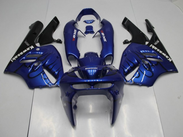 Kawasaki ZX9R 1994-1997 Verkleidungen - Blau schwarze Flamme