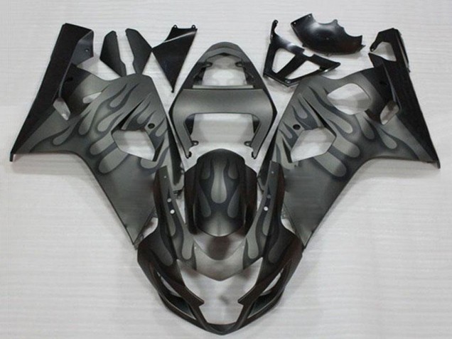 Suzuki GSXR 600/750 Motorrad Verkleidung 2004-2005 - Grau Schwarz Flamme