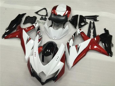 Suzuki GSXR 600/750 Motorrad Verkleidung 2008-2010 - Weiss Rot Glanzendes Schwarz