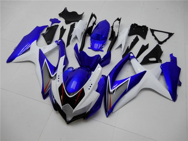 Suzuki GSXR 600/750 Motorrad Verkleidung 2008-2010 - Weiss Blau Schwarz Rot Linie