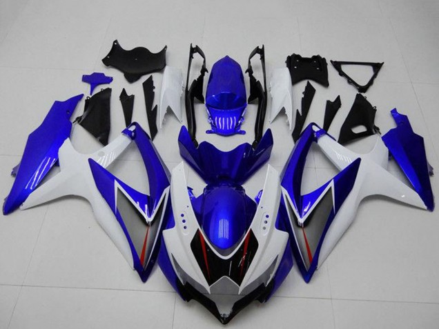Suzuki GSXR 600/750 Motorrad Verkleidung 2008-2010 - Weiss Blau Schwarz Rot Linie