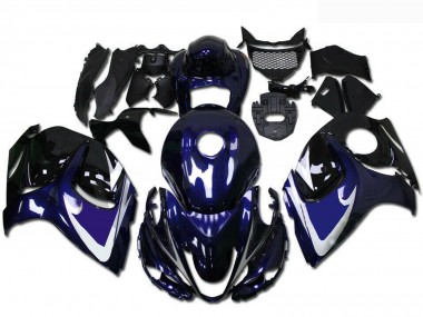 Suzuki GSXR 1300 Hayabusa Motorrad Verkleidung 2008-2020 - Glanzendes Schwarz Blau Weiss
