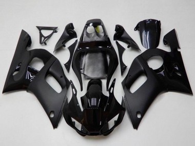 Yamaha YZF R6 Motorrad Verkleidung 1998-2002 - Glanzendes Schwarz Matt Schwarz