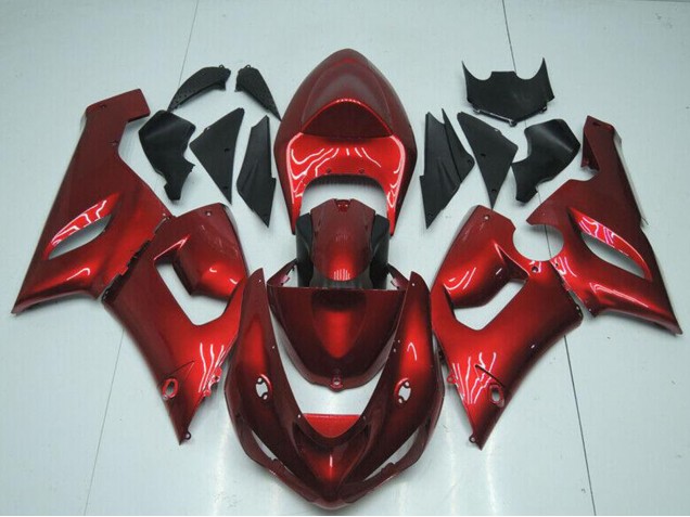 Kawasaki ZX6R Motorrad Verkleidung 2005-2006 - Bonbon Rot