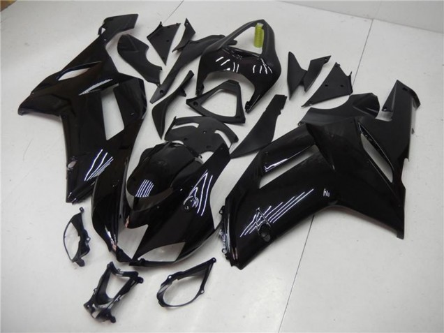 Kawasaki ZX6R Motorrad Verkleidung 2007-2008 - Glanzendes Schwarz