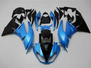 Kawasaki ZX6R Motorrad Verkleidung 2009-2012 - Hellblau Glanzendes Schwarz