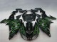 Kawasaki ZX10R Motorrad Verkleidung 2006-2007 - Glanzendes Schwarz Grun Flamme