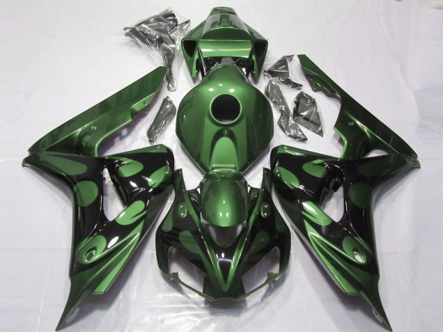 Honda CBR1000RR Motorrad Verkleidung 2006-2007 - Grun Glanzendes Schwarz Flamme